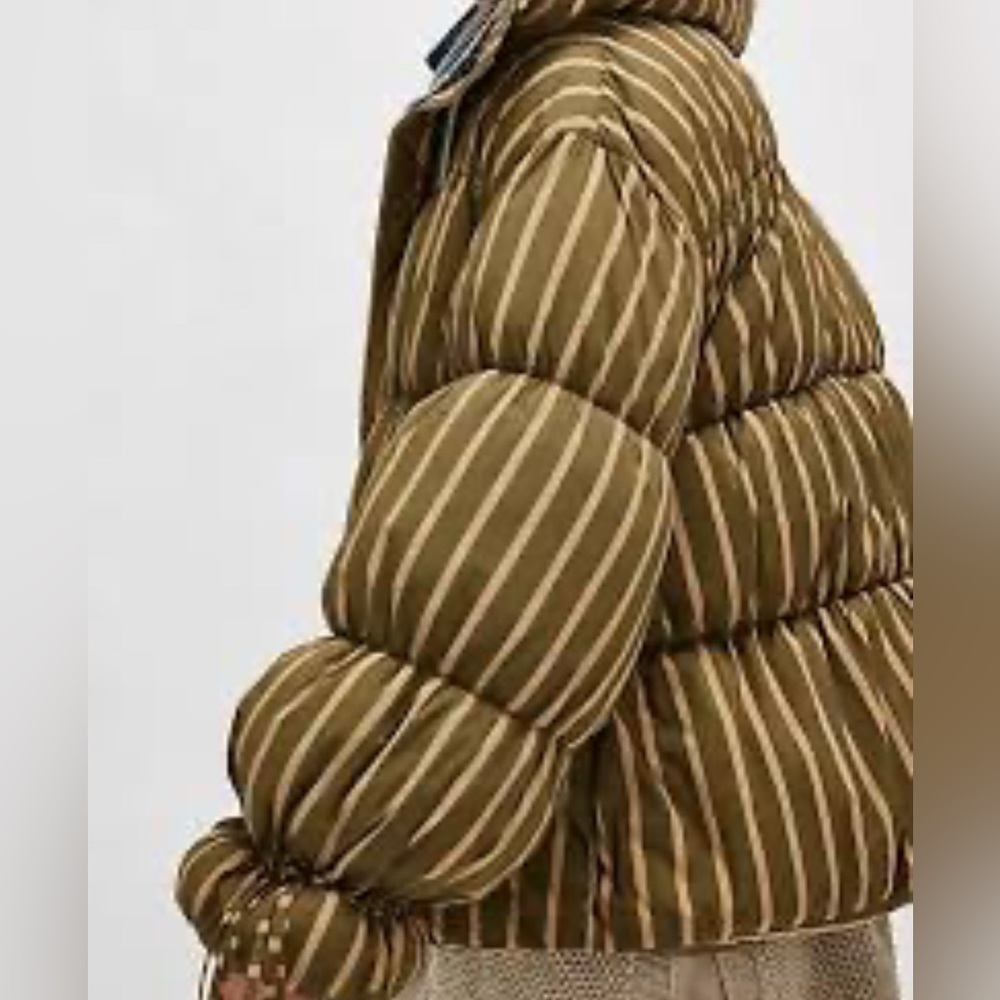 Free People Printed Puffer Coat in Olive Combo - Picture 2 of 2